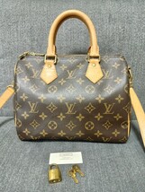 LOUIS VUITTON ルイ ヴィトン LV モノグラム ボストン ハンドバッグ ショルダー 2way スピーディ 25 バンドリエール M41113 カバン Bag 鍵 _画像1