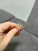 Christian Dior クリスチャン ディオール CD 指輪 リング アクセサリー クレール ディー リュヌ CLAIR D LUNE ラインストーン ロゴ 12号 M_画像4