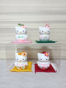 4個セット ハローキティ 博多人形 土鈴 着物 オブジェ フィギュア 陶器 鈴 サンリオ Sanrio