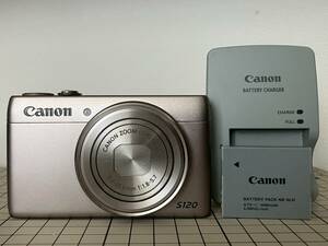 【動作品】Canon デジタルカメラ PowerShot S120(シルバー） F値1.8 広角24mm 光学5倍ズーム　※液晶画面難あり