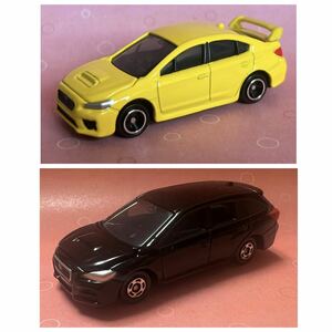 ●トミカ 78-9＆112-7 スバルレヴォーグとWRX-STi 黒パールとレモンイエロー　2台set 標識セット品 【値下げ交渉お気軽に】漢の即決価格！