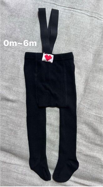 サスペンダー付き リブレギンスパンツ ブラック