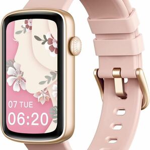 スマートウォッチ レディース リストバンド 型 腕時計 iPhone/Android対応 Smart Watch 着信通知 女子生理サイクル記録 IP68防水 ピンク