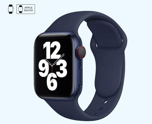 Apple アップルウォッチ バンド シリコン 交換ベルト ラバーベルト42/44/45/49mm シリーズ2345678SE対応 スポーツバンド柔らか ネイビー
