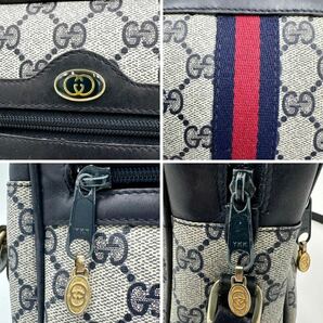 1円 美品 GUCCI オールドグッチ ショルダーバッグ GGスプリーム シェリーライン PVC アクセコ インターロッキング 濃紺ネイビー ベタなしの画像7