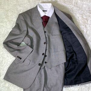 Lサイズ相当◎ポールスミス ロンドン Paul Smith LONDON スーツ セットアップ スリーピース 3P グレー 千鳥柄 メンズ 紳士服