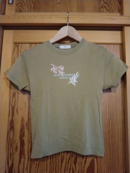 Tシャツ 半袖 シンプル 小さめ カットソー 緑 抹茶色 綿100%