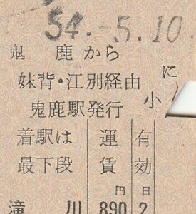 H288.旧国鉄　羽幌線（廃線）鬼鹿から妹背・江別経由　54.5.10