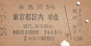 L252.北陸本線　糸魚川から東京都区内ゆき　屋代・熊谷経由　53.3.6