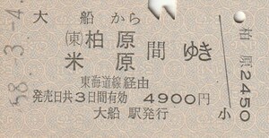 P074.東海道本線　大船から柏原　米原　間ゆき　東海道線経由　58.3.4