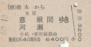 P364.横浜線　橋本から米原　彦根　河瀬　間ゆき　小机・新幹線経由　60.10.2【0027】