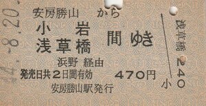 P599.内房線　安房勝山から小岩　浅草橋　間ゆき　浜野経由　44.8.20　ヤケ有