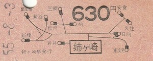 N212.内房線　姉ヶ崎　630円　55.8.3【3649】