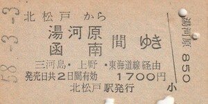 P939.常磐線　北松戸から湯河原　函南　間ゆき　三河島・上野・東海道線経由　58.3.3