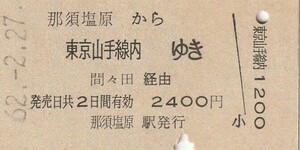 L364.東北本線　那須塩原から東京山手線内ゆき　間々田経由　62.2.27