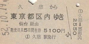 P583.八戸線　久慈から東京都区内ゆき　仙台経由　52.10.19