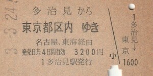 Y026.中央本線　多治見から東京都区内ゆき　名古屋・東海経由　53.3.24　ヤケ有