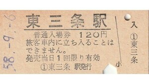 G095.信越本線　東三条駅　120円　58.9.6