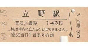 Q863.豊肥本線　立野駅　140円　60.8.15【0366】