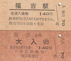 Q818.筑肥線　福吉駅　61.8.13【乗車券は強ヤケ有】