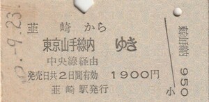 L494.中央本線　韮崎から東京山手線内ゆき　中央線経由　#.9.23　左部シミ有
