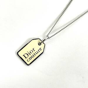 [5466]Christian Dior Christian Dior couture silver color lady's accessory necklace pendant brand 