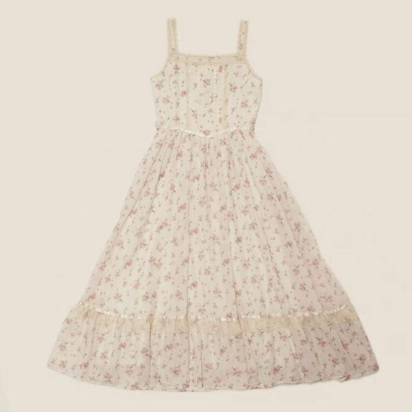 新品　treatrself Floral vintage like dress トリートユアセルフ 花柄レースキャミワンピース