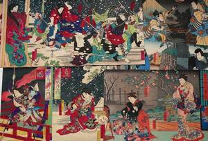 * картина в жанре укиё [ средний ... шесть листов ] прекрасный человек map сцена из кабуки старый документ гравюра на дереве China Tang предмет Tang .