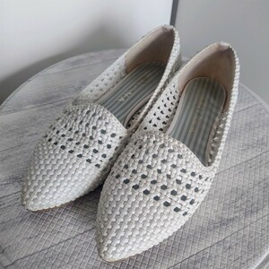 DIANA Diana mesh flat shoes leather white 23.5