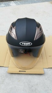YEMA ヘルメット　ジェットヘル　Lサイズ　59〜60 マットブラック　YM-627 インナーバイザー付