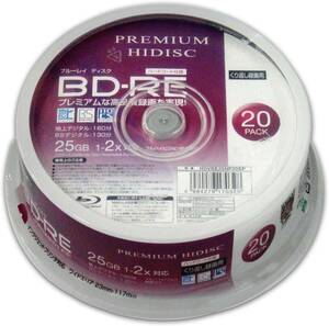 1 piece [20 sheets spindle ] HIDISC 2 speed correspondence BD-RE 20 sheets pack 25GB white printer bru high disk HDVBE