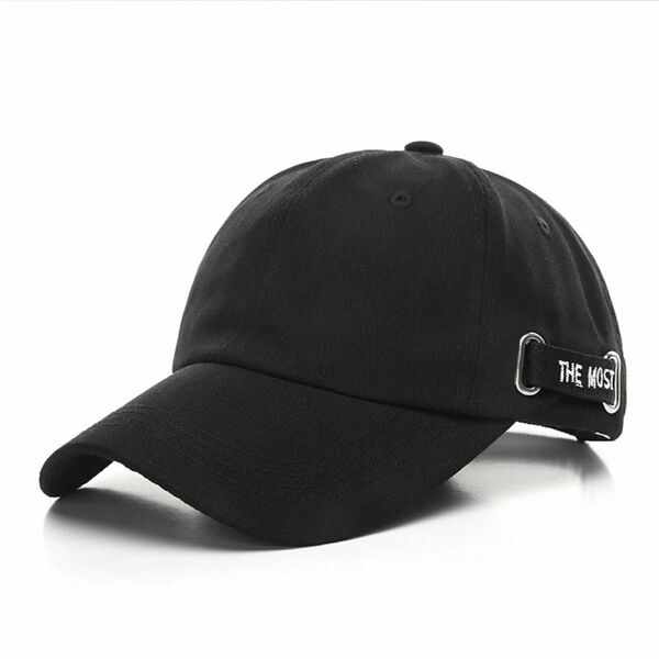 [ブラック白ロゴ]キャップ メンズ レディース 帽子 韓国 新品