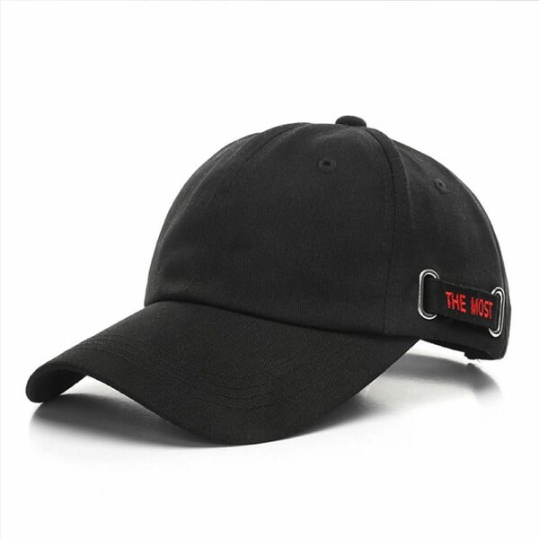 [ブラック赤ロゴ]キャップ メンズレディース 帽子 韓国 新品