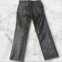 美品 K's Leather カドヤKADOYA ベルト付き 牛革 レザーパンツ ライディングパンツ ストレートパンツ 黒 ブラック 36 2XL相当 バイカー_画像6