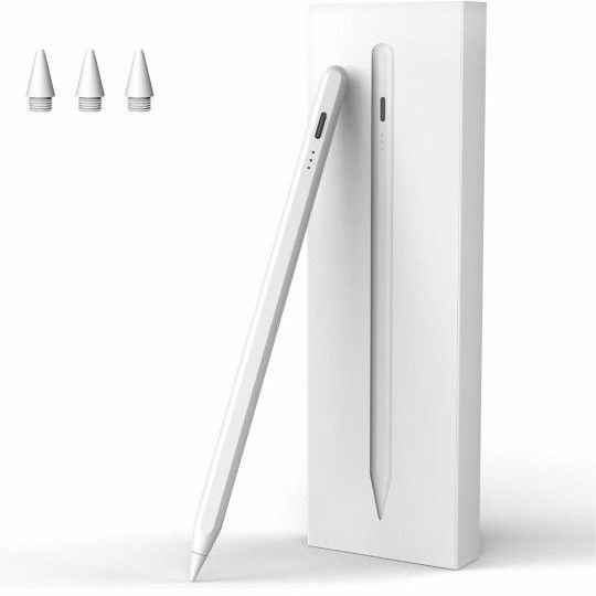 iPad 2018-2023用ペンシル 15分急速充電 iPadペンシル タッチペン パームリジェクション (ホワイト)