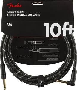 Fender フェンダー DELUXE TWEED CABLE Deluxe Series Instrument Cable, Straight/Angle, 10', Black Tweed 3m　