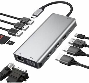 USBハブ 12in1　USB C ドッキングステーション4K　 HDMIトリプルディスプレイ