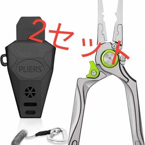 フィッシングプライヤー アルミ合金 多機能　ケース付き　ロック機能付き　落下防止スパイラルコード