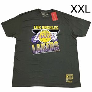 W342 未使用 Mitchell&Ness ミッチェル＆ネス 半袖 Tシャツ メンズ XXL レイカーズ NBA チャコール　B902