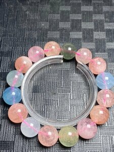 即決 0201e692 天然美品★【30Aミックスベリル】★ブレス 13.5-14mm（新品）