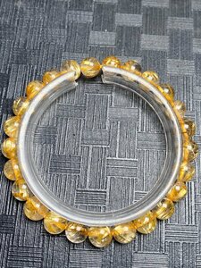 即決 0203f056 天然美品★【30A黄金タイチンルチル】★ブレス 7.5-8mm（新品）