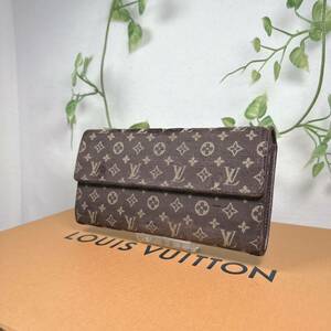 1円 LOUIS VUITTON ルイヴィトン 長財布 サラ モノグラム ミニラン シリアル TH0066男女兼用