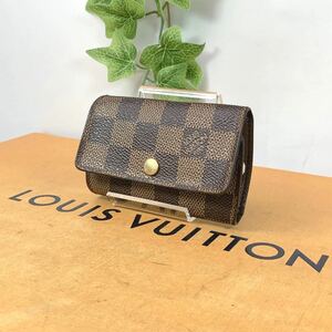 1円 LOUIS VUITTON ルイヴィトン キーケース ダミエ エベヌ ミュルティクレ6 シリアル CT0095