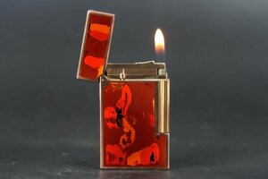 [ beautiful goods ]S.T.Dupont Dupont line 2 lacquer pattern red group high class gas lighter put on fire has confirmed smoking . smoke .[QQ31]