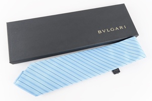 【新品同様・未使用】BVLGARI ブルガリ ネクタイ シルク100％ ブルー系 服飾 小物【OX4】