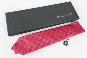 【新品同様・未使用】BVLGARI ブルガリ ネクタイ シルク100％ レッド系 服飾 小物【OX6】