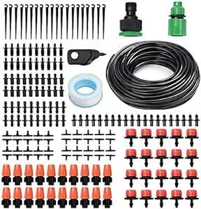 25M hose automatic water sprinkling set 185 piece set .. system point . nozzle . fog nozzle drip water sprinkling water supply system watering DIYga