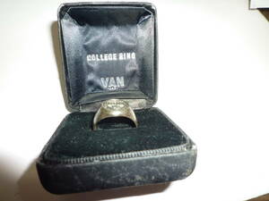  valuable 1980 year *VAN JAC college ring silver made original BOX attached 