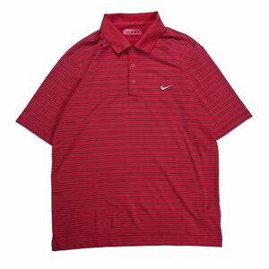 NIKE golf ナイキゴルフ 半袖ポロシャツ ゴルフウェア 総柄 ボーダー ピンク M