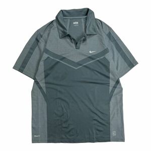 NIKE ナイキ 半袖ポロシャツ スポーツウェア ドライフィット メッシュ 吸湿速乾 グレー M